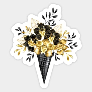 Waffle Cones with Black Orchids Sticker